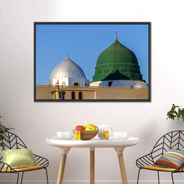Holy Mosque Medina Canvas Wall Art-1 Piece-Floating Frame-24" x 16"-Tiaracle