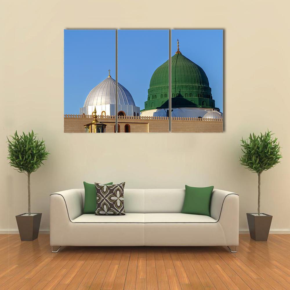 Holy Mosque Medina Canvas Wall Art-3 Horizontal-Gallery Wrap-37" x 24"-Tiaracle