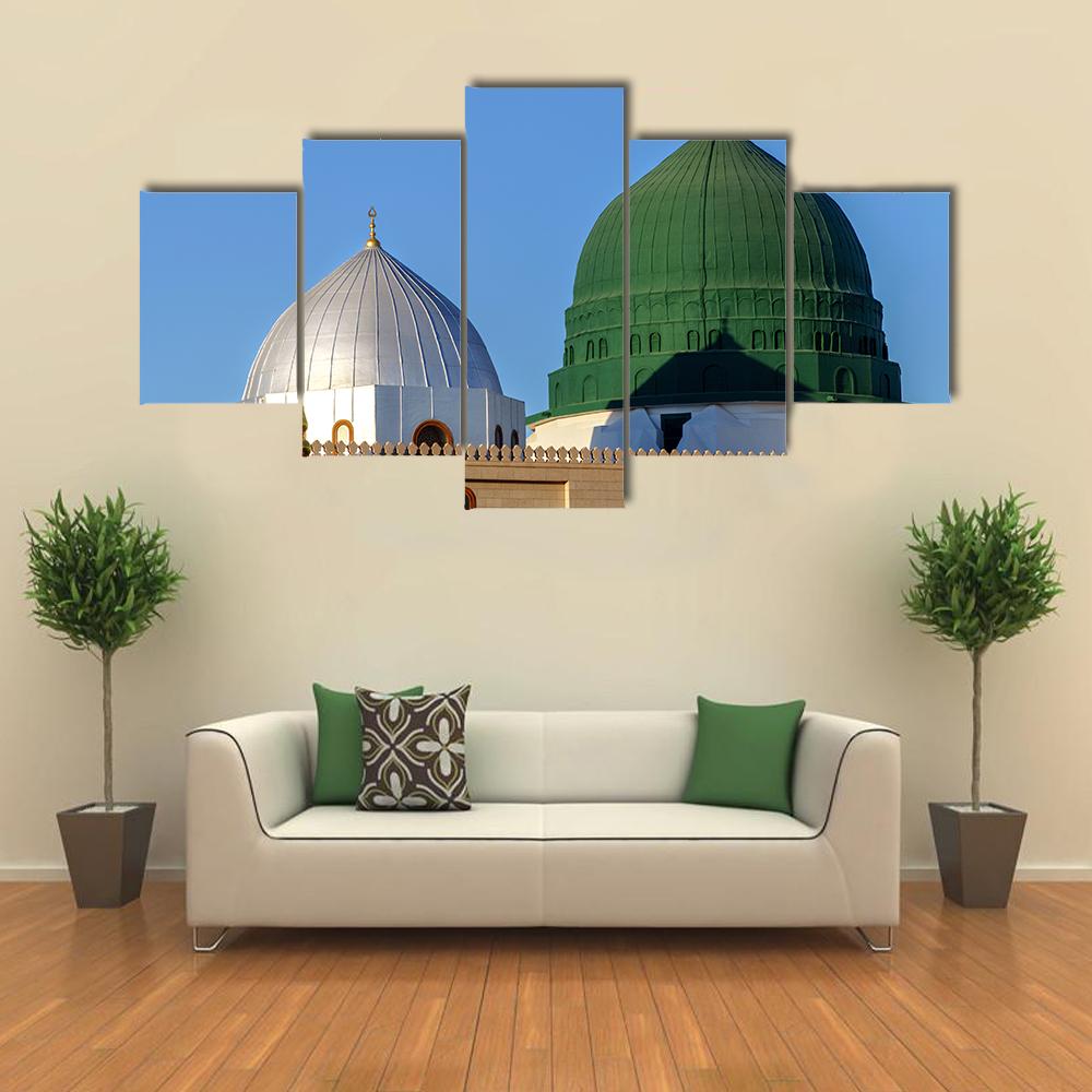 Holy Mosque Medina Canvas Wall Art-5 Star-Gallery Wrap-62" x 32"-Tiaracle