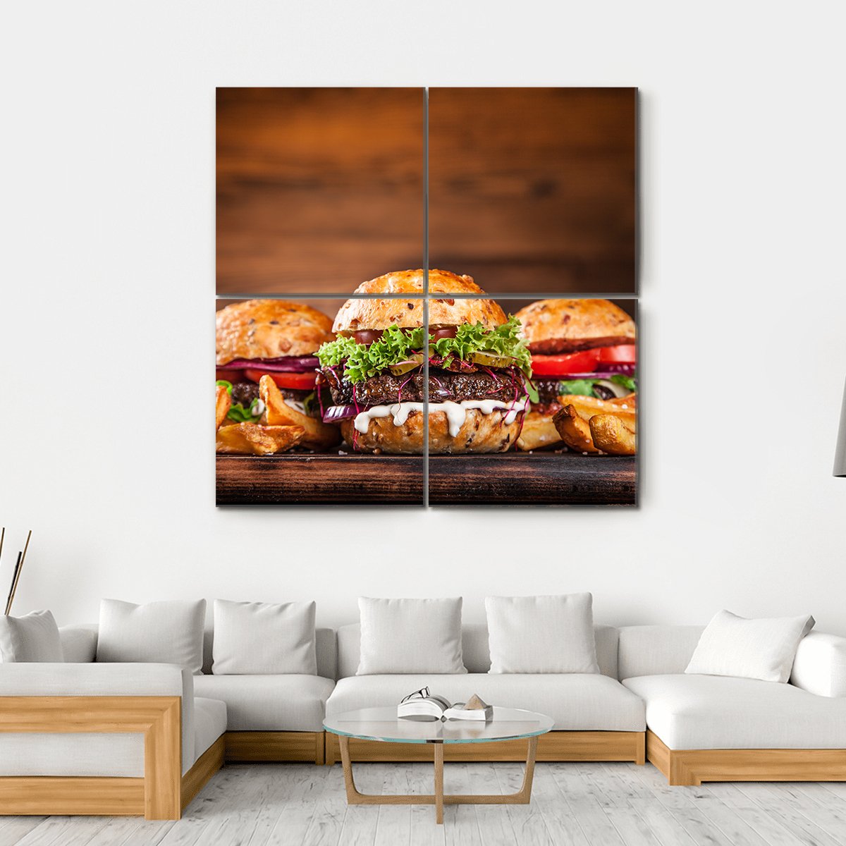Home Made Burgers Canvas Wall Art-4 Square-Gallery Wrap-17" x 17"-Tiaracle