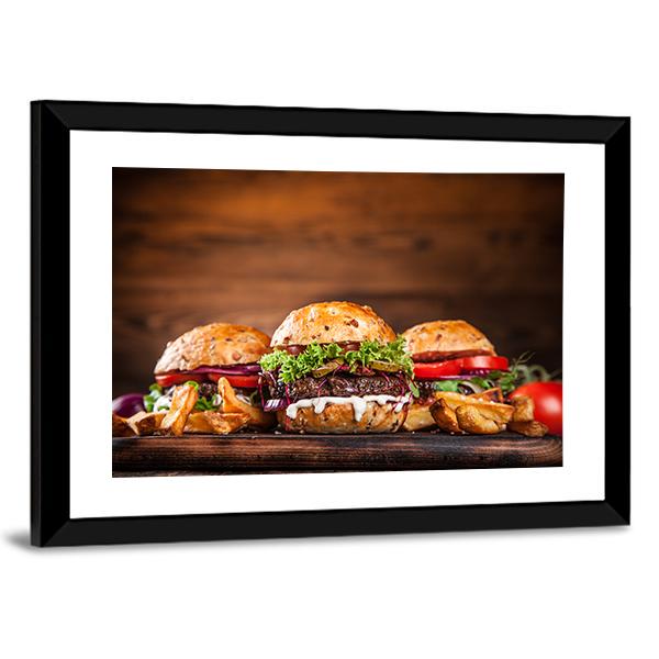 Home Made Burgers Canvas Wall Art-3 Horizontal-Gallery Wrap-25" x 16"-Tiaracle