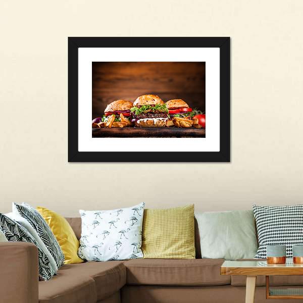 Home Made Burgers Canvas Wall Art-5 Horizontal-Gallery Wrap-22" x 12"-Tiaracle