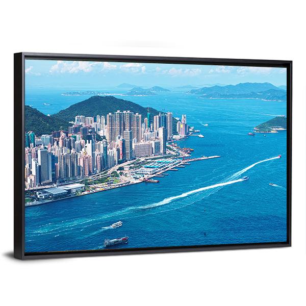 Hong Kong Island Canvas Wall Art-3 Horizontal-Gallery Wrap-25" x 16"-Tiaracle