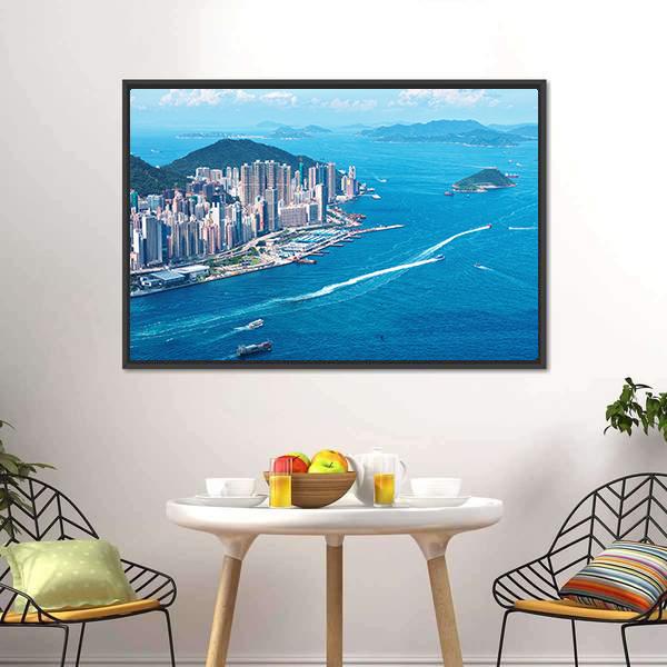 Hong Kong Island Canvas Wall Art-3 Horizontal-Gallery Wrap-25" x 16"-Tiaracle