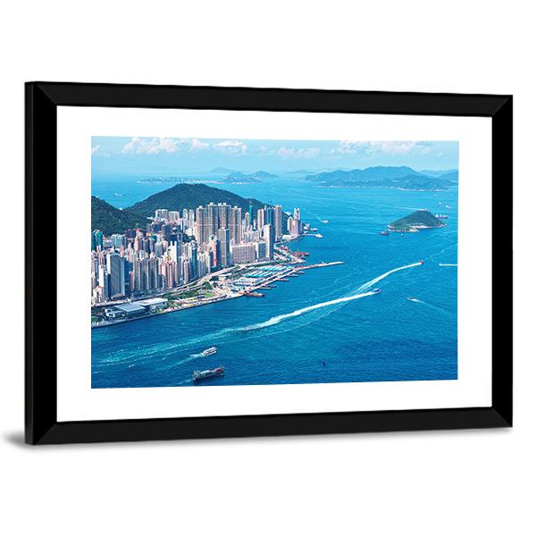 Hong Kong Island Canvas Wall Art-3 Horizontal-Gallery Wrap-25" x 16"-Tiaracle