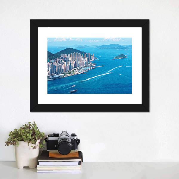 Hong Kong Island Canvas Wall Art-1 Piece-Framed Print-20" x 16"-Tiaracle