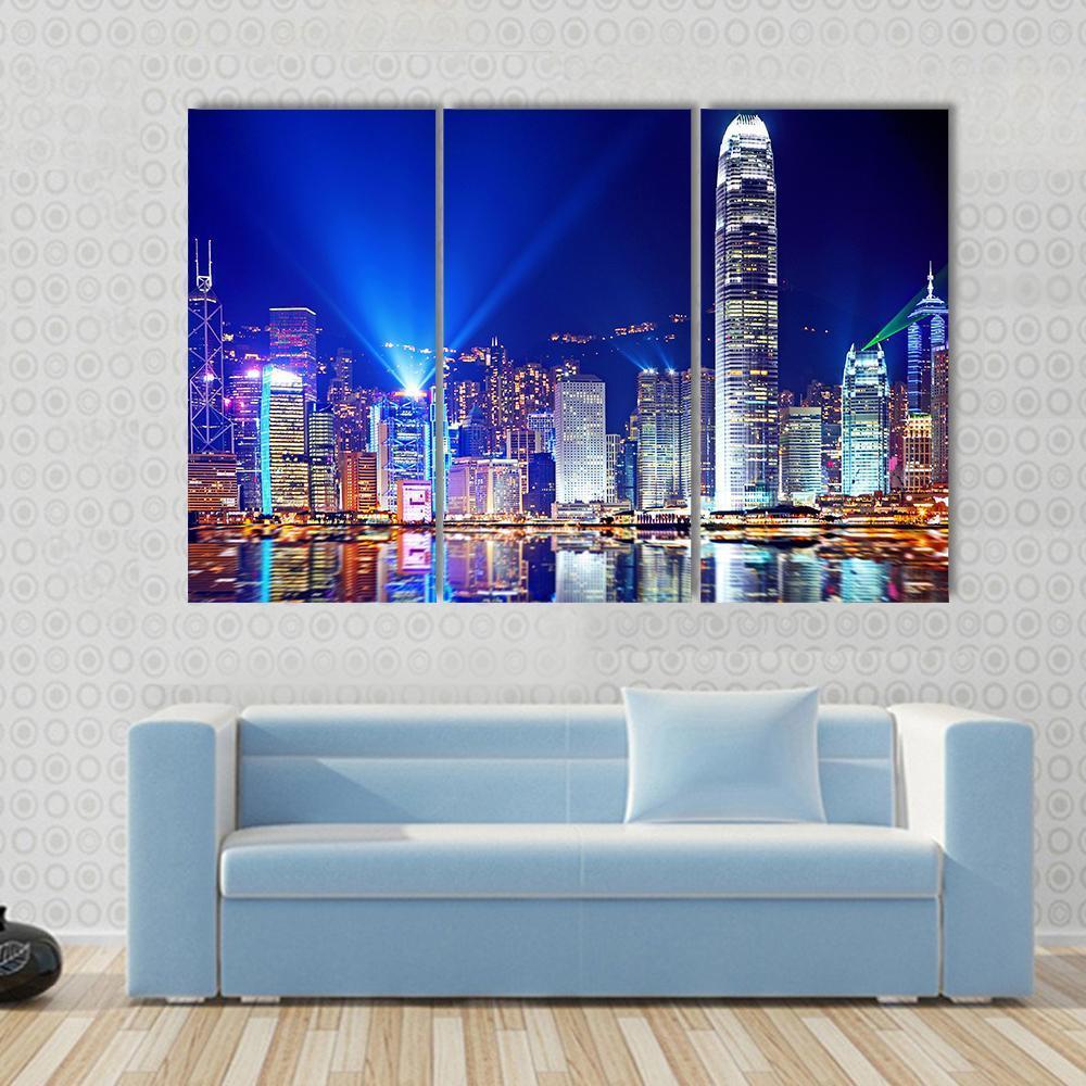 Hong Kong Island From Kowloon Canvas Wall Art-3 Horizontal-Gallery Wrap-37" x 24"-Tiaracle