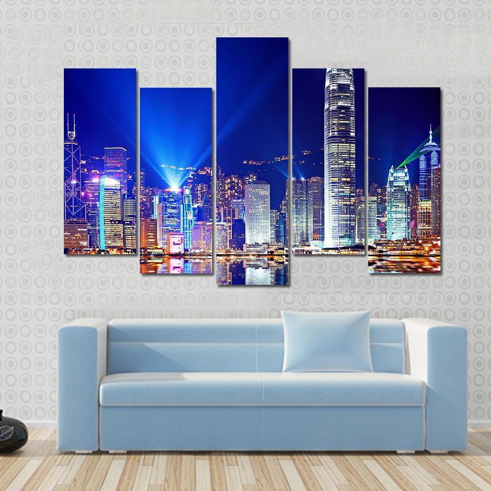 Hong Kong Island From Kowloon Canvas Wall Art-5 Pop-Gallery Wrap-47" x 32"-Tiaracle