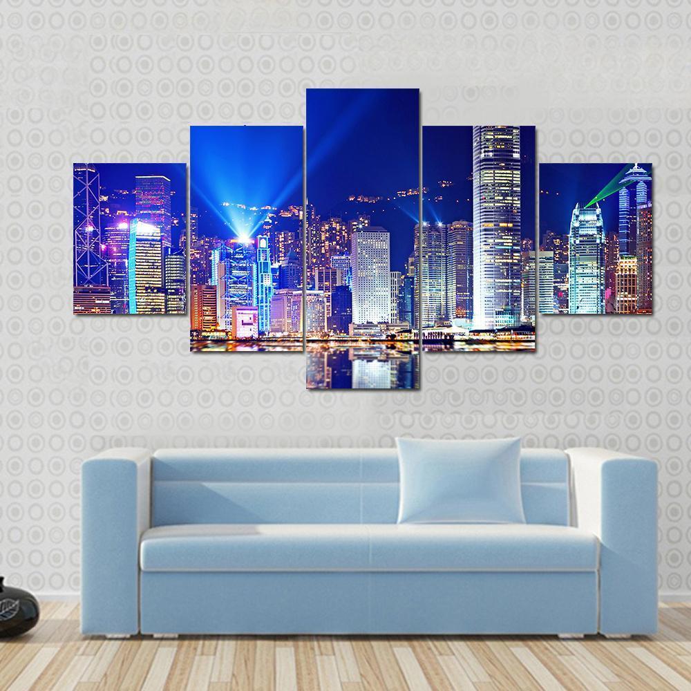 Hong Kong Island From Kowloon Canvas Wall Art-5 Star-Gallery Wrap-62" x 32"-Tiaracle