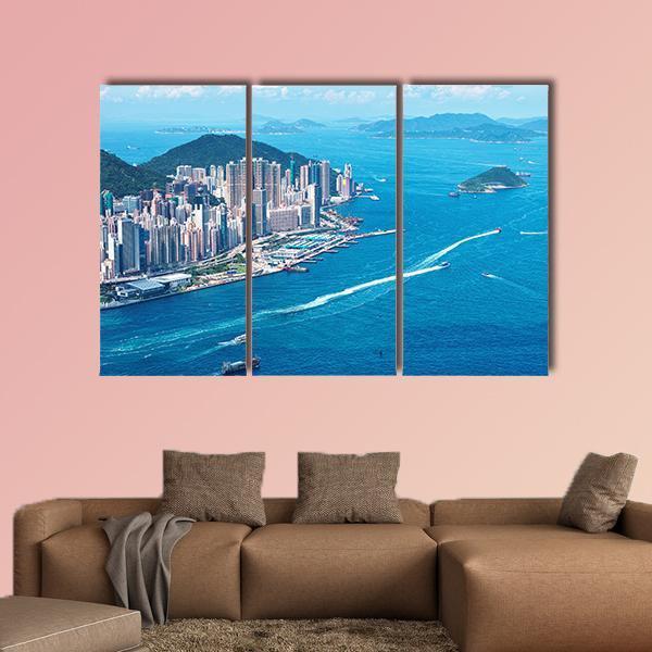 Hong Kong Island Canvas Wall Art-3 Horizontal-Gallery Wrap-37" x 24"-Tiaracle