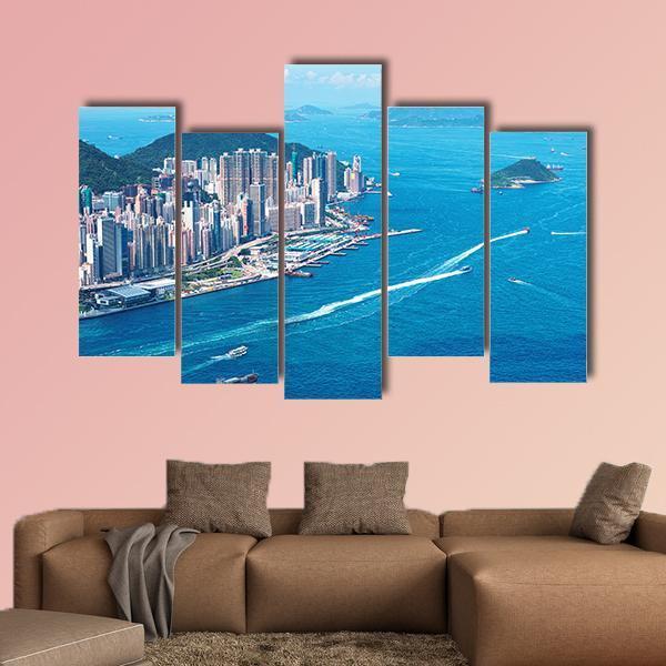 Hong Kong Island Canvas Wall Art-5 Pop-Gallery Wrap-47" x 32"-Tiaracle