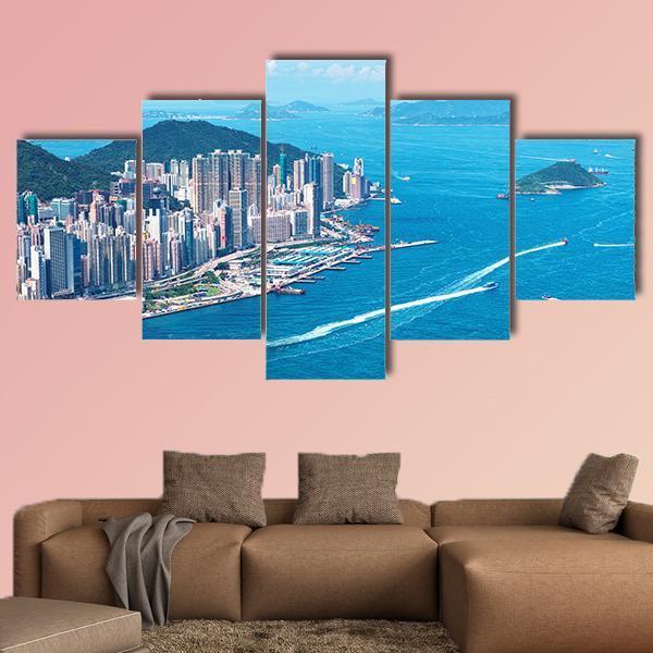 Hong Kong Island Canvas Wall Art-5 Star-Gallery Wrap-62" x 32"-Tiaracle