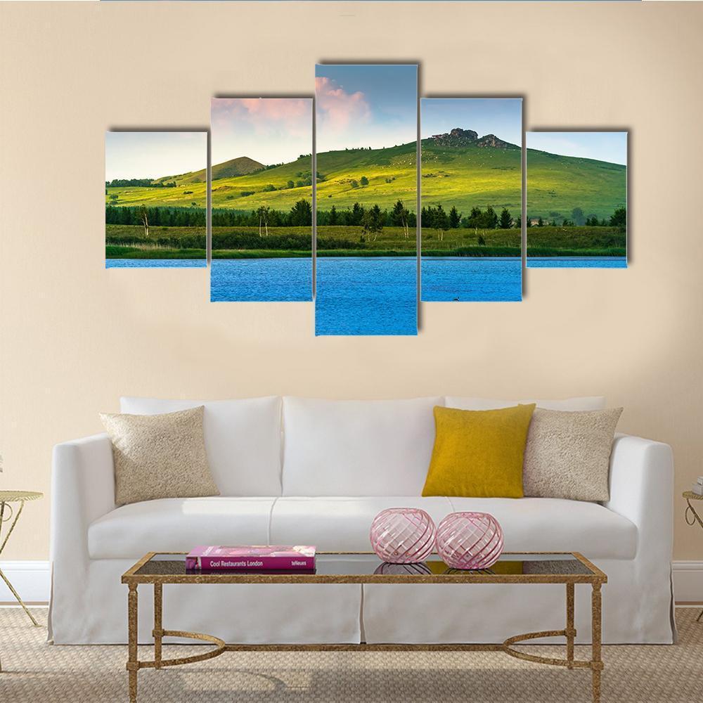 Hongsong Lake Scenery Canvas Wall Art-5 Star-Gallery Wrap-62" x 32"-Tiaracle