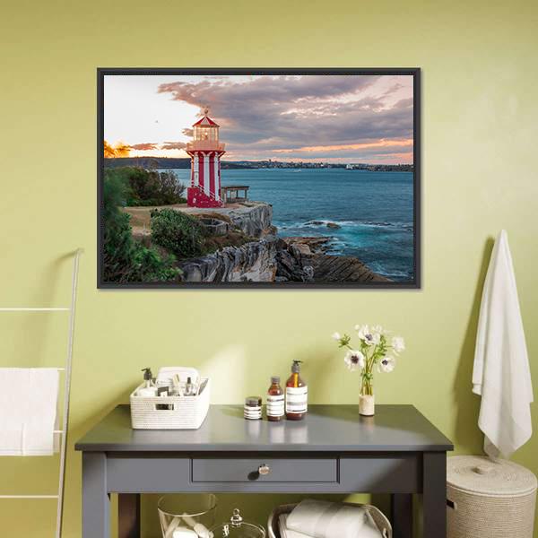 Hornby Lighthouse Sydney Canvas Wall Art-1 Piece-Floating Frame-24" x 16"-Tiaracle