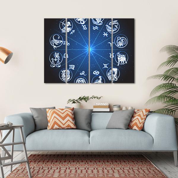 Horoscope Against Stars Canvas Wall Art-4 Horizontal-Gallery Wrap-34" x 24"-Tiaracle