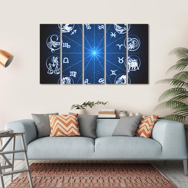Horoscope Against Stars Canvas Wall Art-5 Horizontal-Gallery Wrap-22" x 12"-Tiaracle