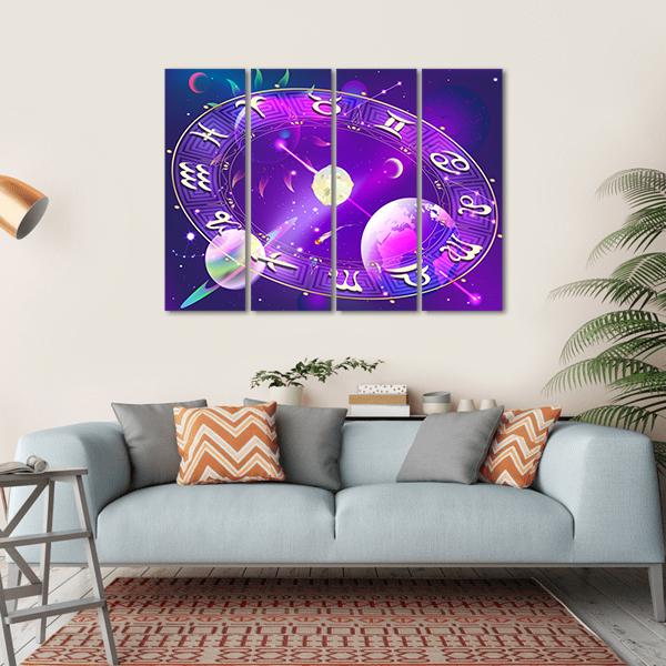 Horoscope Circle Canvas Wall Art-4 Horizontal-Gallery Wrap-34" x 24"-Tiaracle