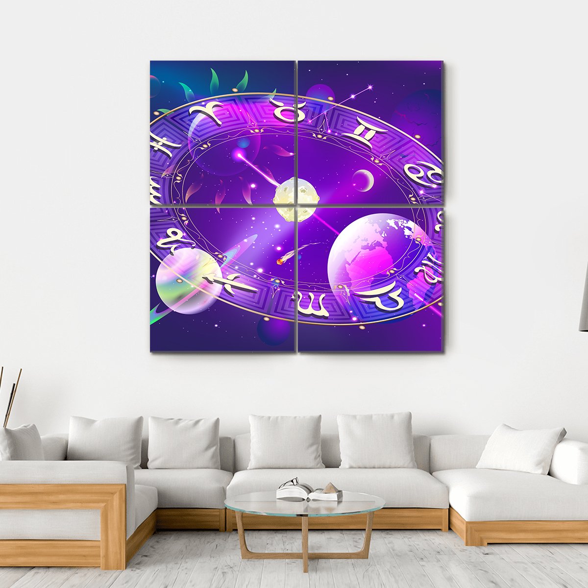 Horoscope Circle Canvas Wall Art-4 Square-Gallery Wrap-17" x 17"-Tiaracle