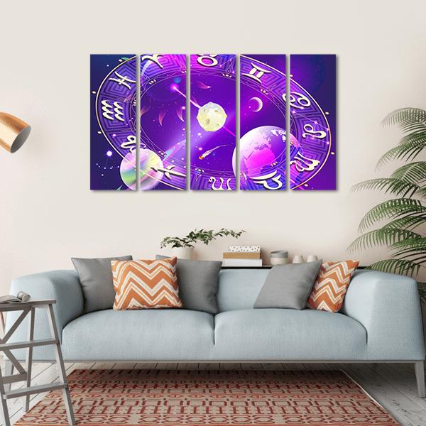 Horoscope Circle Canvas Wall Art-5 Horizontal-Gallery Wrap-22" x 12"-Tiaracle