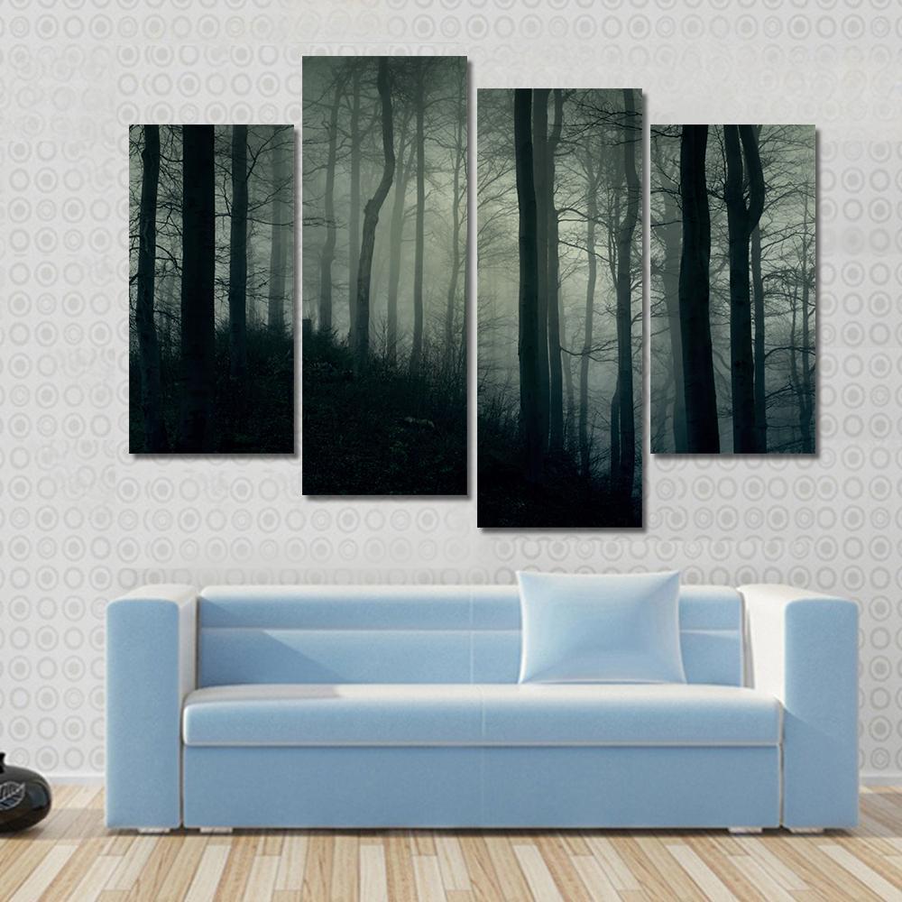 Horror Foggy Jungle Canvas Wall Art-4 Pop-Gallery Wrap-50&quot; x 32&quot;-Tiaracle