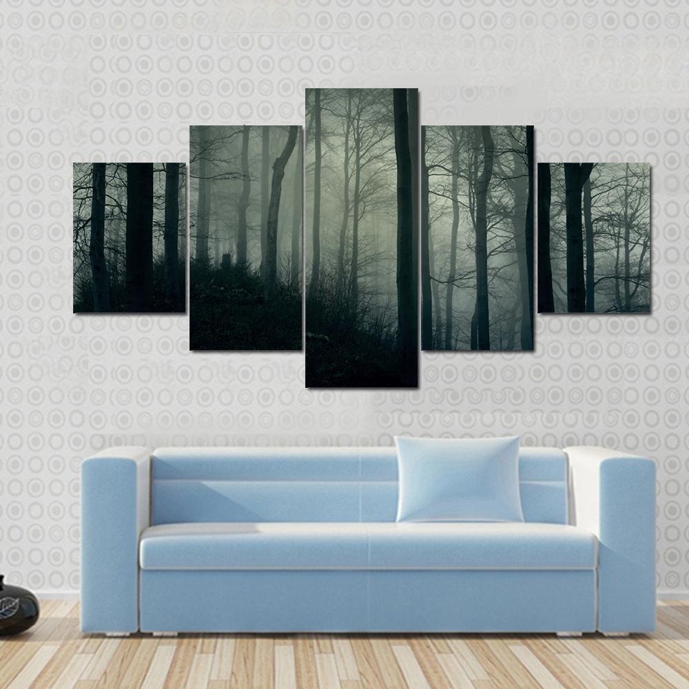 Horror Foggy Jungle Canvas Wall Art-5 Star-Gallery Wrap-62&quot; x 32&quot;-Tiaracle