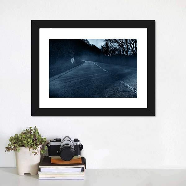 Horror Road Canvas Wall Art-1 Piece-Framed Print-20" x 16"-Tiaracle