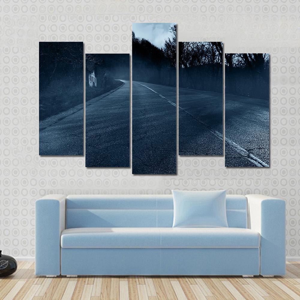 Horror Road Canvas Wall Art-5 Pop-Gallery Wrap-47" x 32"-Tiaracle