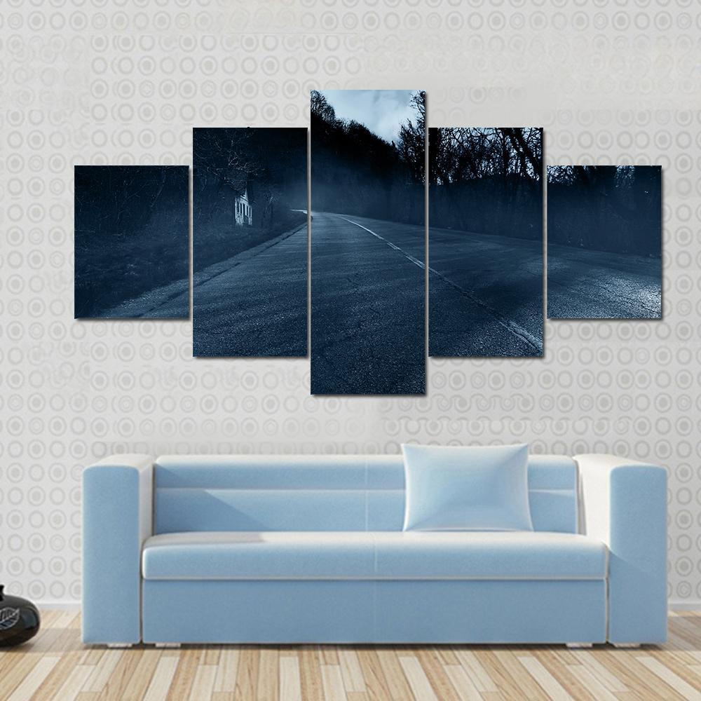 Horror Road Canvas Wall Art-5 Star-Gallery Wrap-62" x 32"-Tiaracle