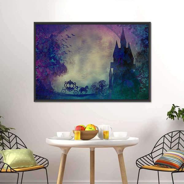 Horse Carriage & Medieval Castle Canvas Wall Art-3 Horizontal-Gallery Wrap-25" x 16"-Tiaracle