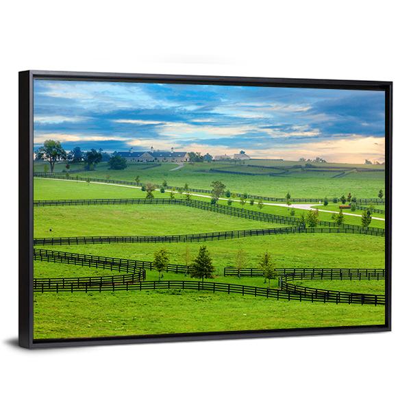 Horse Farm In Kentucky Canvas Wall Art-3 Horizontal-Gallery Wrap-25" x 16"-Tiaracle