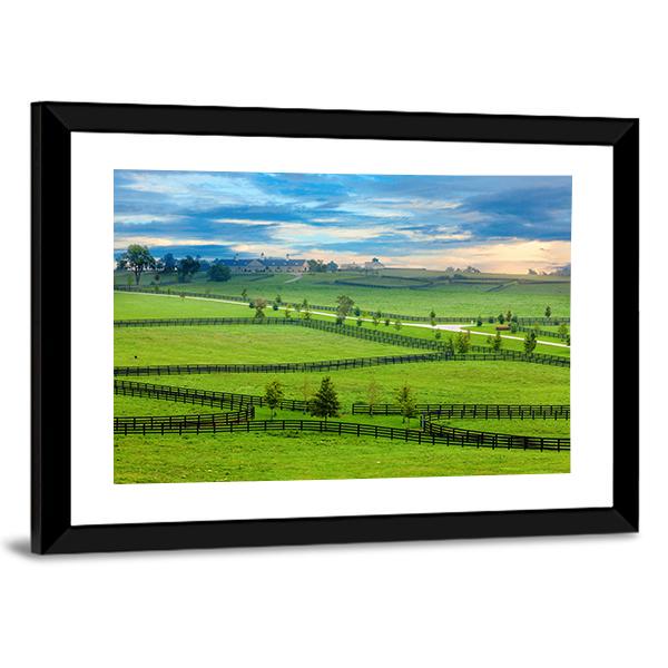 Horse Farm In Kentucky Canvas Wall Art-3 Horizontal-Gallery Wrap-25" x 16"-Tiaracle
