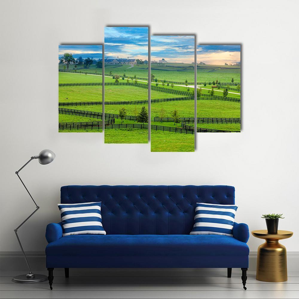 Horse Farm In Kentucky Canvas Wall Art-4 Pop-Gallery Wrap-50" x 32"-Tiaracle