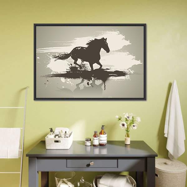 Horse Illustration Canvas Wall Art-1 Piece-Floating Frame-24" x 16"-Tiaracle