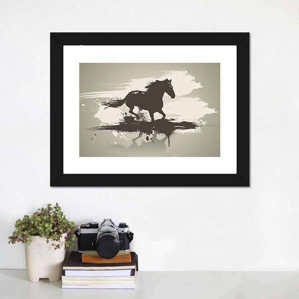 Horse Illustration Canvas Wall Art-1 Piece-Framed Print-20" x 16"-Tiaracle