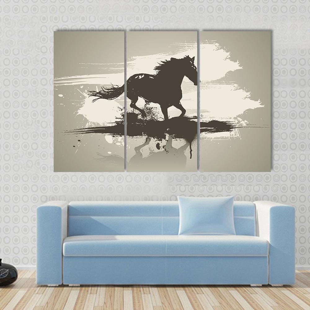 Horse Illustration Canvas Wall Art-3 Horizontal-Gallery Wrap-37" x 24"-Tiaracle