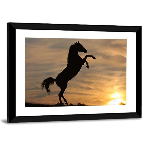 Horse In Sunset Canvas Wall Art-5 Horizontal-Gallery Wrap-22" x 12"-Tiaracle