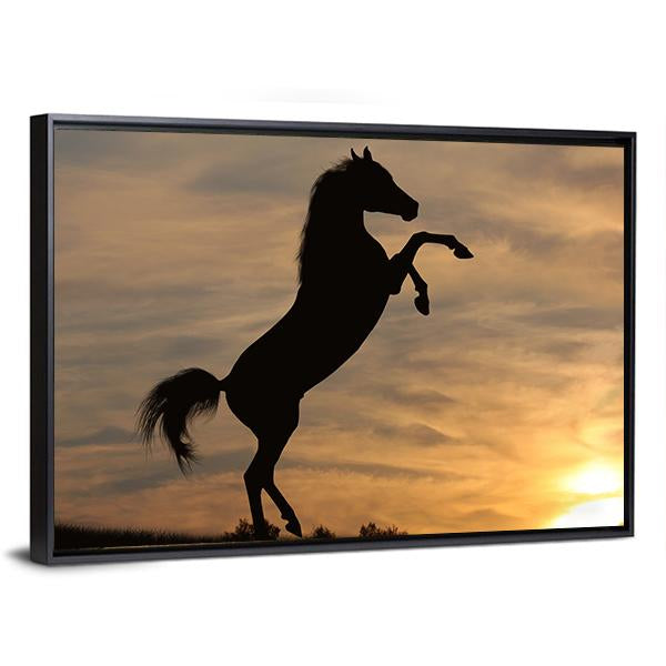 Horse In Sunset Canvas Wall Art-5 Horizontal-Gallery Wrap-22" x 12"-Tiaracle