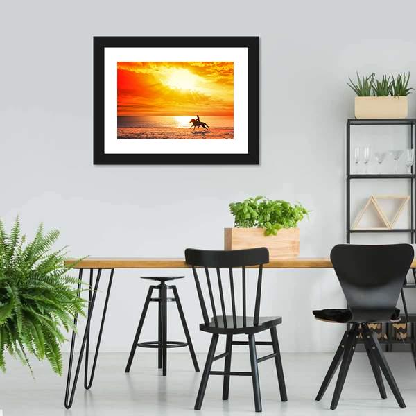 Horse Riding On Beach Canvas Wall Art-3 Horizontal-Gallery Wrap-25" x 16"-Tiaracle