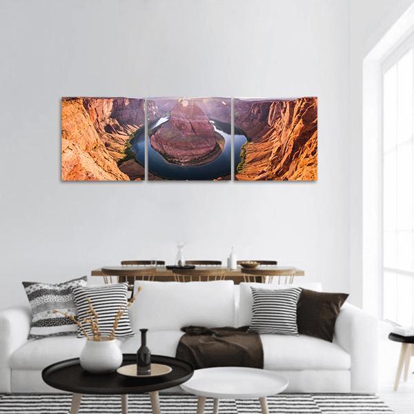 Horseshoe Bend At Sunset Arizona Panoramic Canvas Wall Art-3 Piece-25" x 08"-Tiaracle