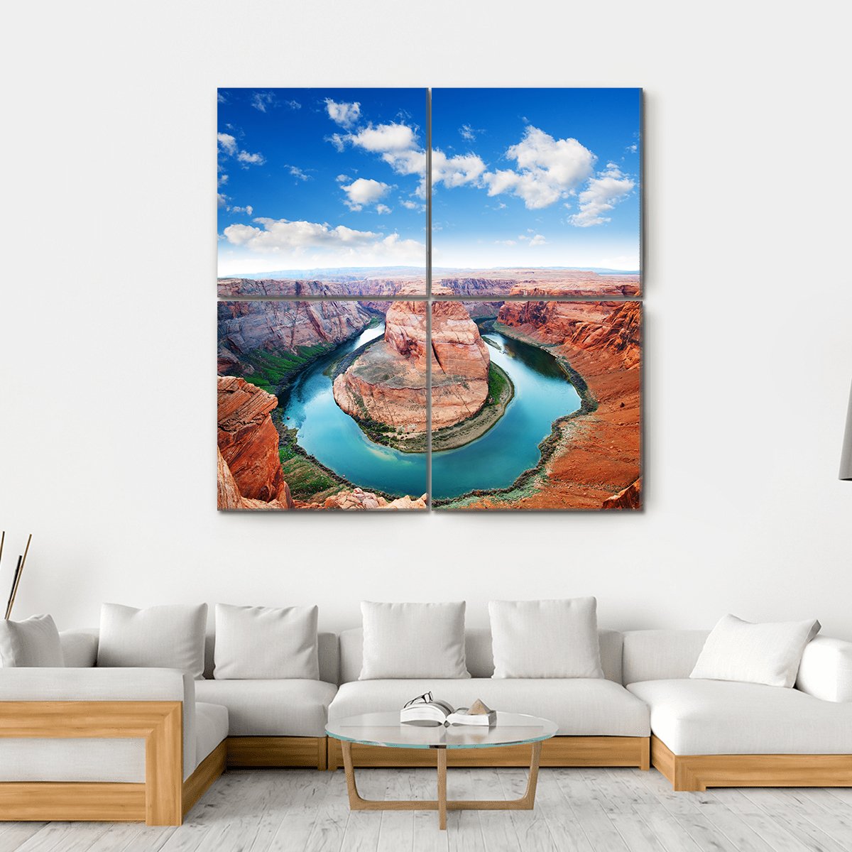 Horseshoe Bend Grand Canyon Canvas Wall Art-4 Square-Gallery Wrap-17" x 17"-Tiaracle