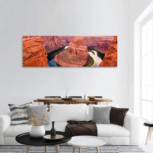 Amazing Sunset At Horseshoe Bend Panoramic Canvas Wall Art-1 Piece-36" x 12"-Tiaracle