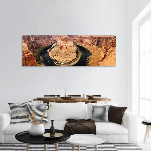 Horseshoe Bend In Arizona Panoramic Canvas Wall Art-1 Piece-36" x 12"-Tiaracle