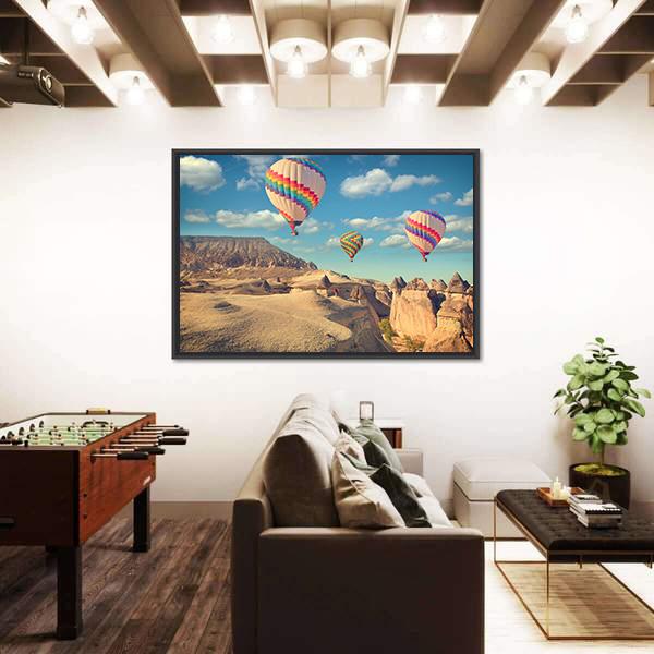Hot Air Balloon Flying In Cappadocia Canvas Wall Art-5 Horizontal-Gallery Wrap-22" x 12"-Tiaracle