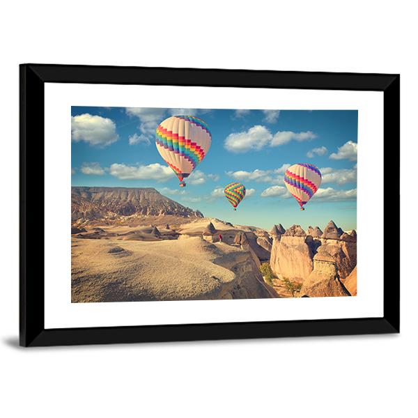 Hot Air Balloon Flying In Cappadocia Canvas Wall Art-5 Horizontal-Gallery Wrap-22" x 12"-Tiaracle