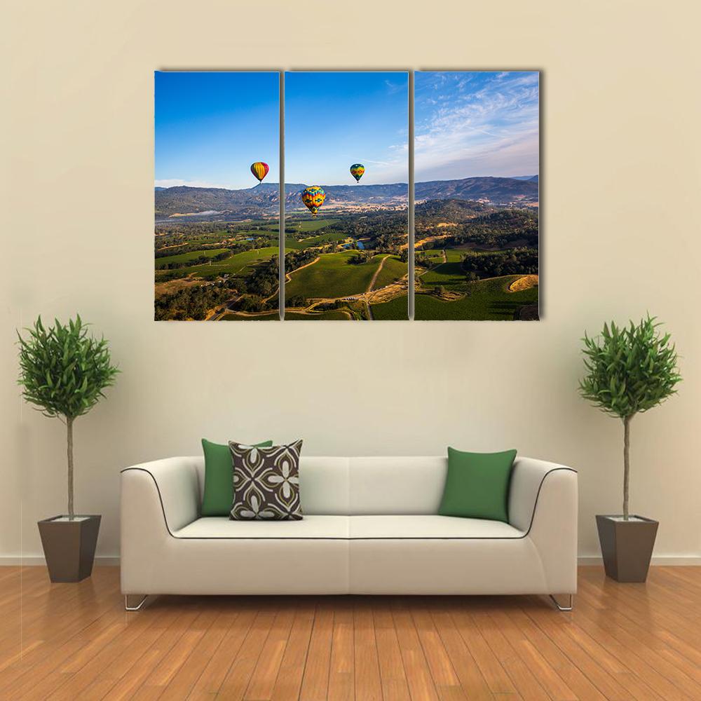 Hot Air Balloon Trip in Napa Valley Canvas Wall Art-1 Piece-Gallery Wrap-24" x 16"-Tiaracle