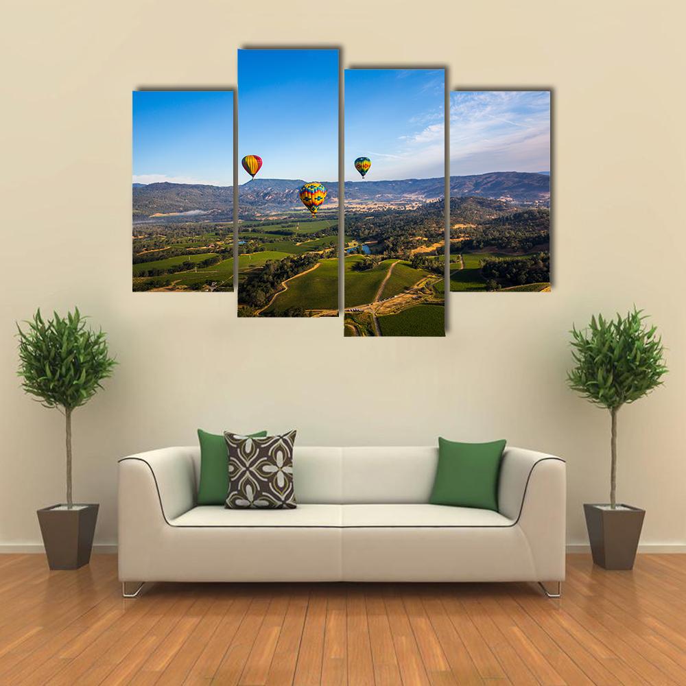 Hot Air Balloon Trip in Napa Valley Canvas Wall Art-4 Pop-Gallery Wrap-34" x 20"-Tiaracle