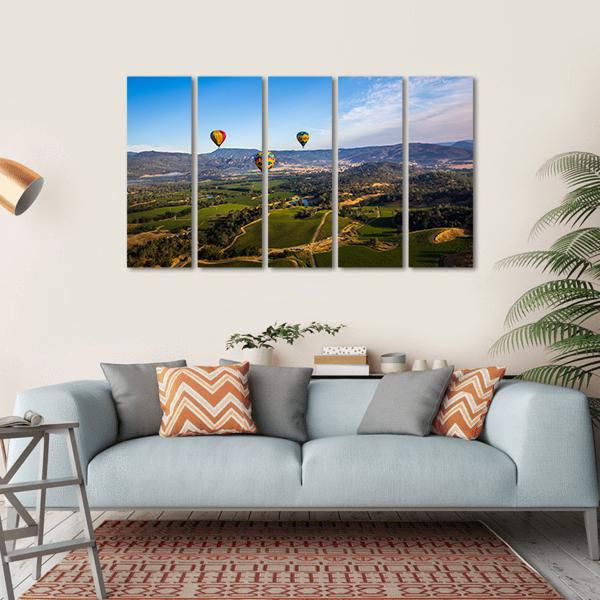 Hot Air Balloon Trip in Napa Valley Canvas Wall Art-5 Horizontal-Gallery Wrap-22" x 12"-Tiaracle