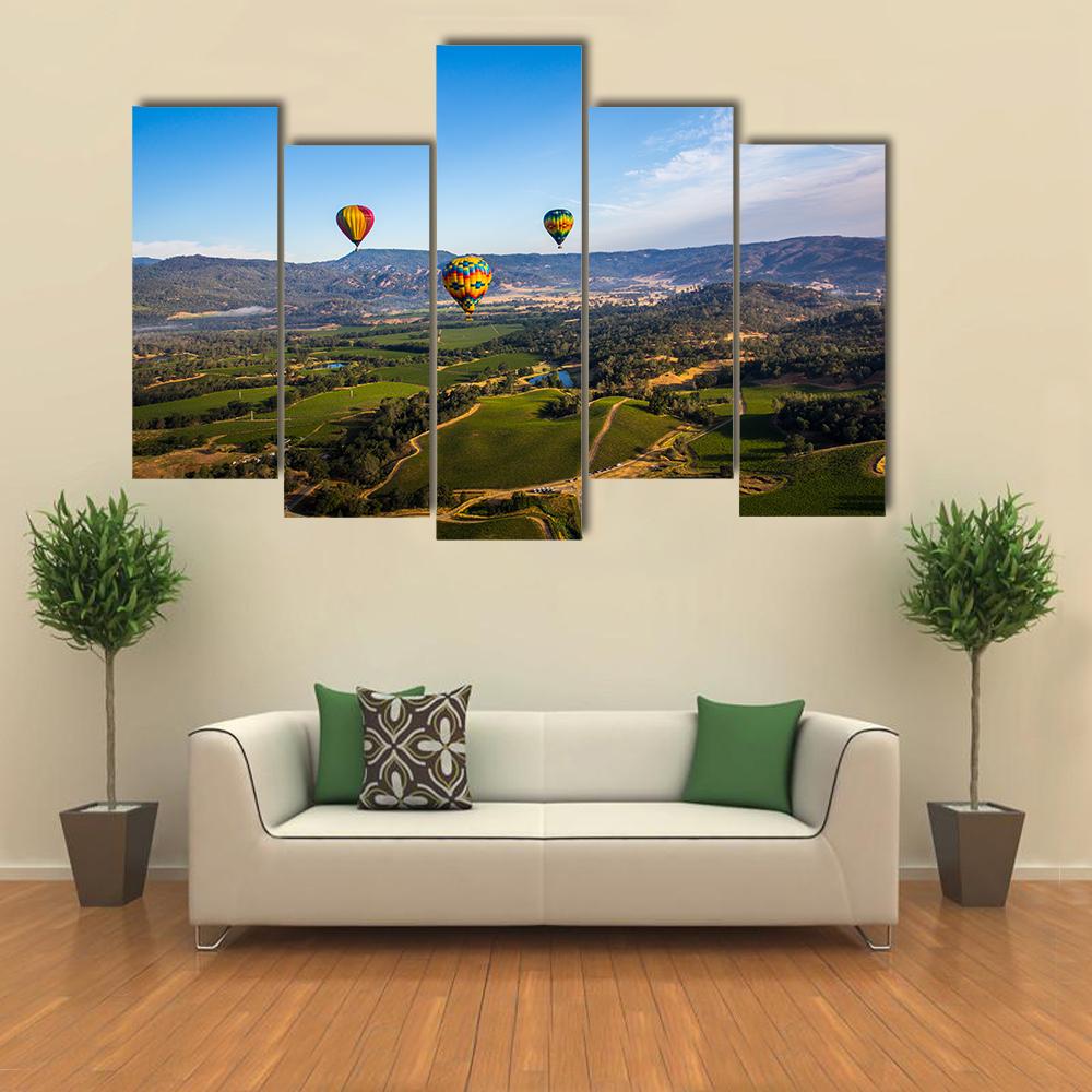Hot Air Balloon Trip in Napa Valley Canvas Wall Art-5 Pop-Gallery Wrap-32" x 21"-Tiaracle