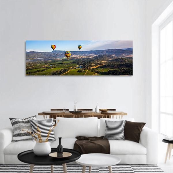 Hot Air Balloon Trip in Napa Valley Panoramic Canvas Wall Art-1 Piece-36" x 12"-Tiaracle