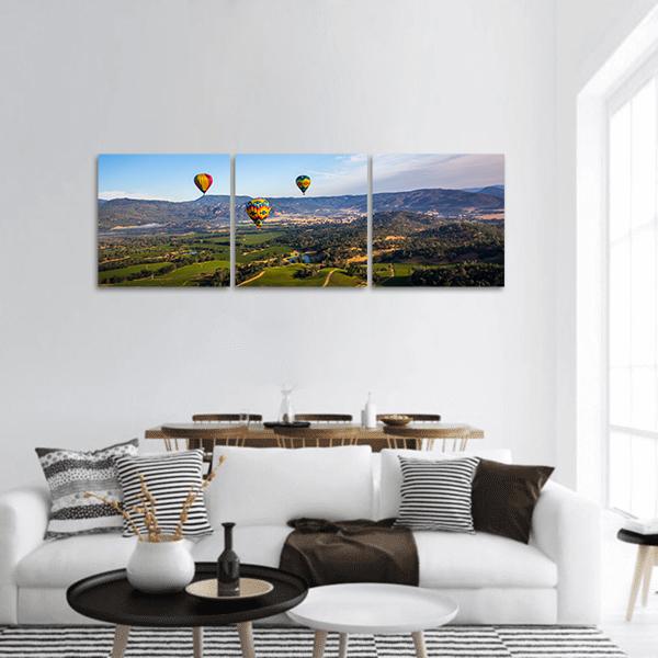 Hot Air Balloon Trip in Napa Valley Panoramic Canvas Wall Art-3 Piece-25" x 08"-Tiaracle